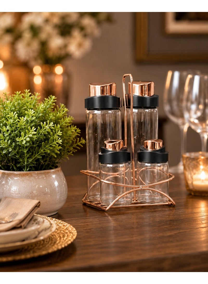 Drobina 5 Piece Oil Dispenser and Salt/Pepper Shaker Set Black - Image 1