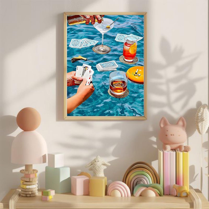 KICHANG Blue Retro Diamond Painting Kits for Adults Diamond Art Kits,5D Diamond Art DIY Diamond Painting,Diamond Dots Diamond Painting Kits,Round Full Drill Diamonds Crafts-Decor&Gift-11.8x15.7in - Image 4