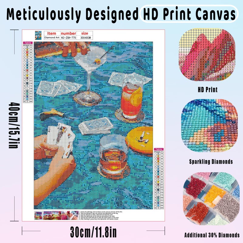 KICHANG Blue Retro Diamond Painting Kits for Adults Diamond Art Kits,5D Diamond Art DIY Diamond Painting,Diamond Dots Diamond Painting Kits,Round Full Drill Diamonds Crafts-Decor&Gift-11.8x15.7in - Image 2