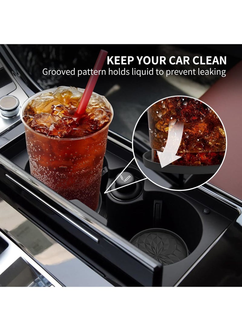 SOLARAE Car Cup Coaster, 4 Pack Silicone Car Coasters, Universal Insert Coasters, Non-Slip Recessed Car Interior Accessories, Car Cup Holder for Most Cars, Black - Image 3