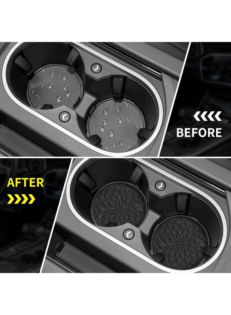 SOLARAE Car Cup Coaster, 4 Pack Silicone Car Coasters, Universal Insert Coasters, Non-Slip Recessed Car Interior Accessories, Car Cup Holder for Most Cars, Black - Image 4
