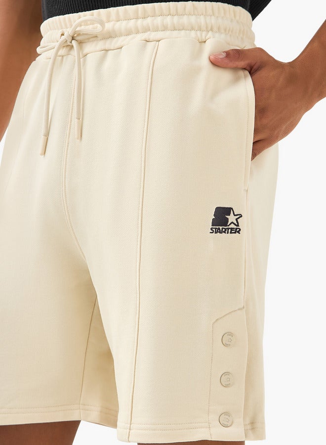 Starter Button Detail Shorts with Drawstring Closure and Pockets - Image 4