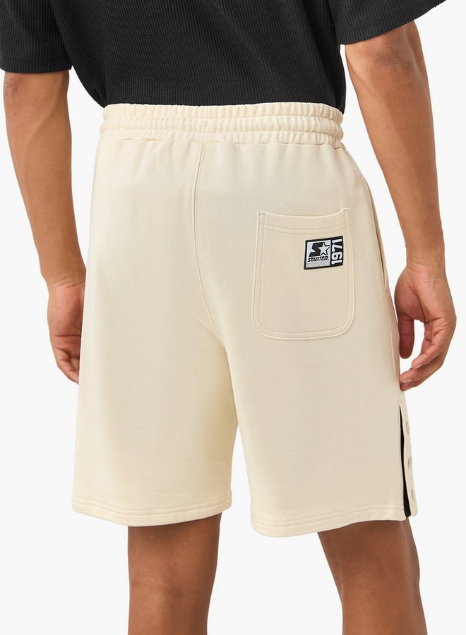 Starter Button Detail Shorts with Drawstring Closure and Pockets - Image 3