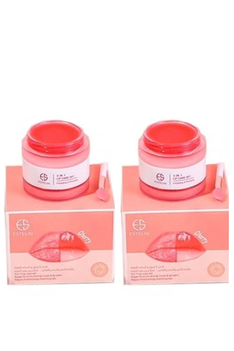 ESTELIN Two Pcs cherry 3 in 1 lip care set 5g + 5g