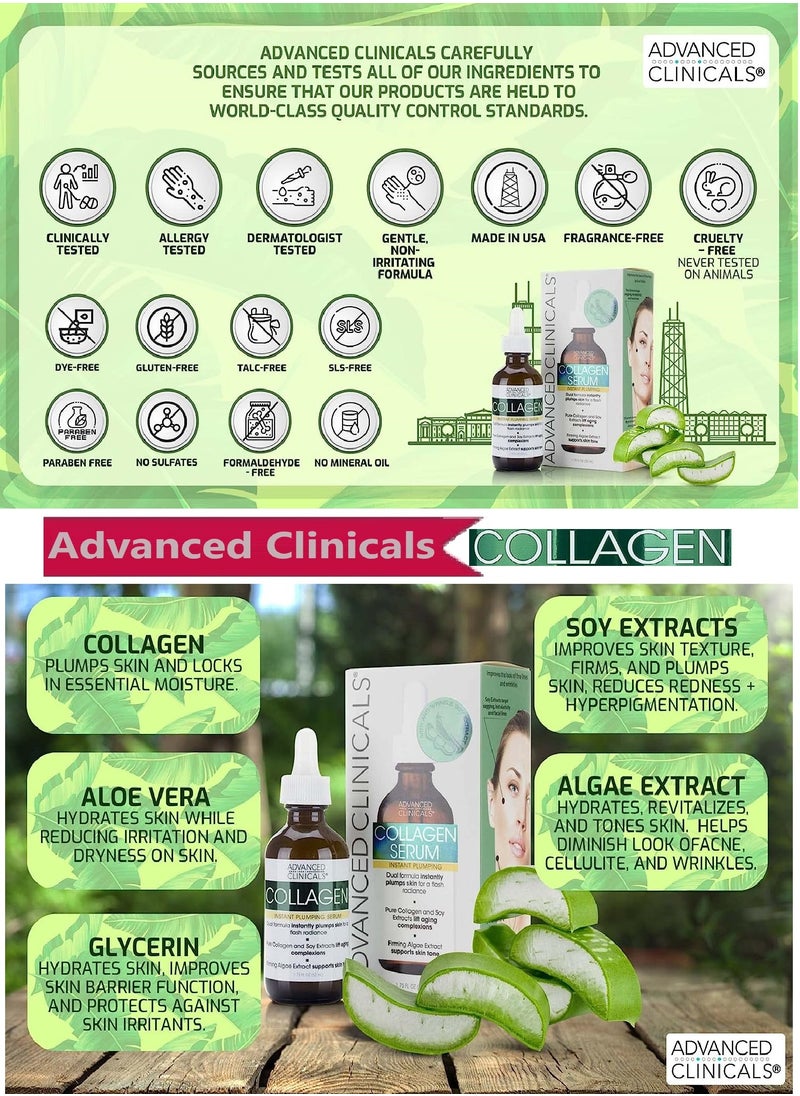 Advanced Clinicals - Advanced Clinicals Collagen Facial Serum Reduces the appearance of wrinkles, dark circles and fine lines 1.75 Fl Oz (52 ml) - Image 1