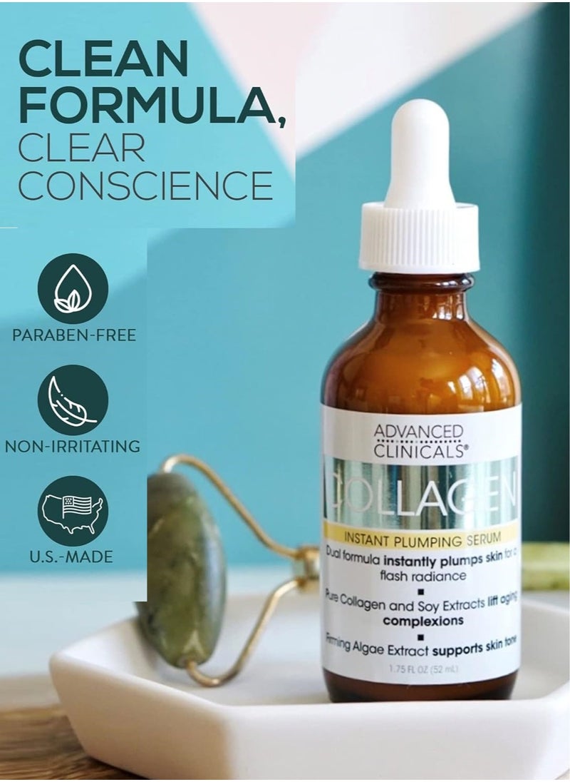 Advanced Clinicals - Advanced Clinicals Collagen Facial Serum Reduces the appearance of wrinkles, dark circles and fine lines 1.75 Fl Oz (52 ml) - Image 1