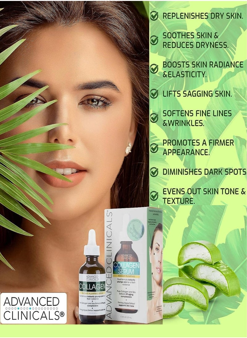 Advanced Clinicals - Advanced Clinicals Collagen Facial Serum Reduces the appearance of wrinkles, dark circles and fine lines 1.75 Fl Oz (52 ml) - Image 1