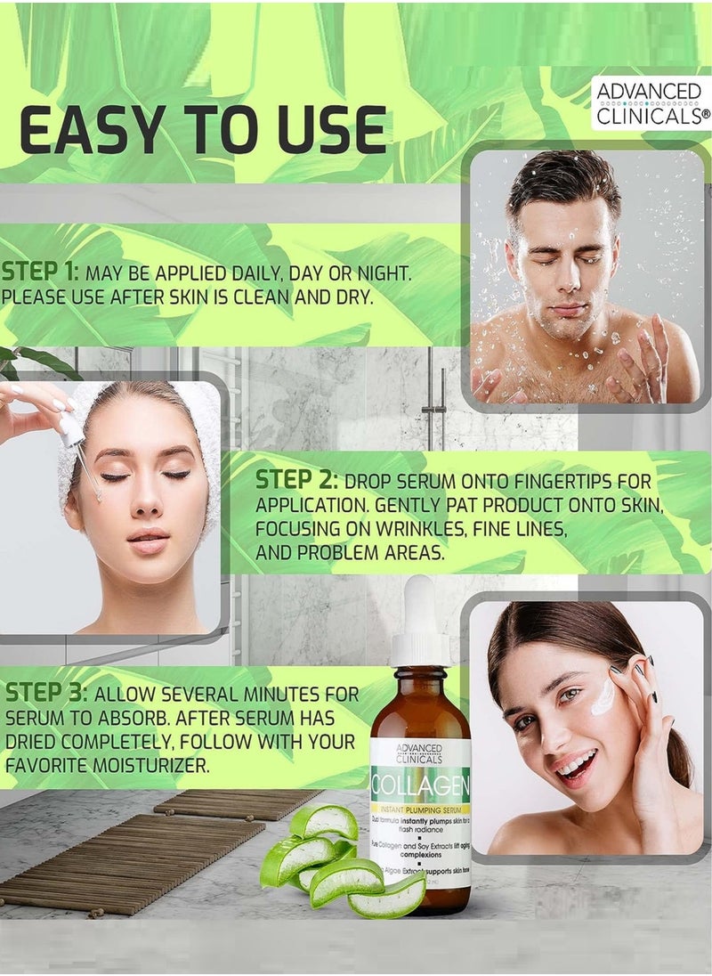 Advanced Clinicals - Advanced Clinicals Collagen Facial Serum Reduces the appearance of wrinkles, dark circles and fine lines 1.75 Fl Oz (52 ml) - Image 1