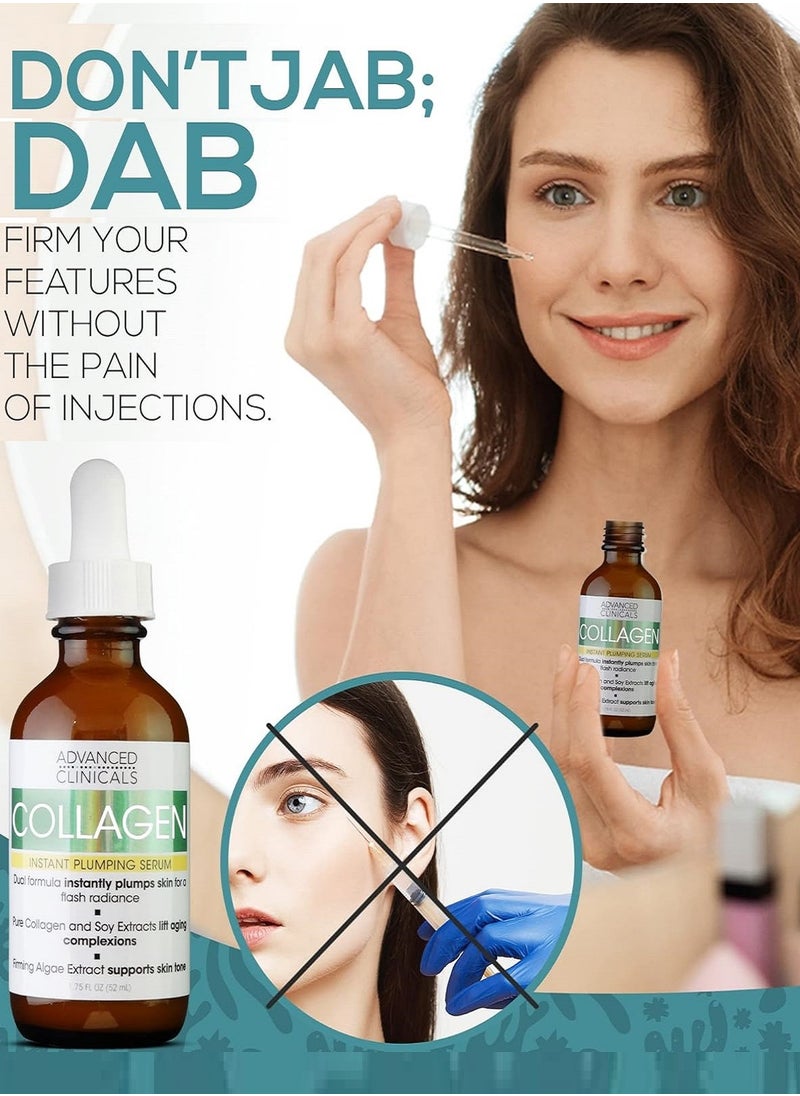 Advanced Clinicals - Advanced Clinicals Collagen Facial Serum Reduces the appearance of wrinkles, dark circles and fine lines 1.75 Fl Oz (52 ml) - Image 1