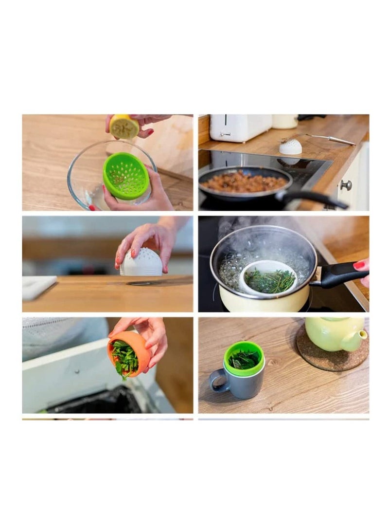 Excefore مصافي سيليكون محمولة، مصفاة مطبخ صغيرة متعددة الاستخدام لطهي سريع بدون متاعب، مصفاة علب صغيرة، مصفاة مطبخ دقيقة لشاي عصير الفاكهة المعلبة للطعام للتصريف، أخضر - Image 5