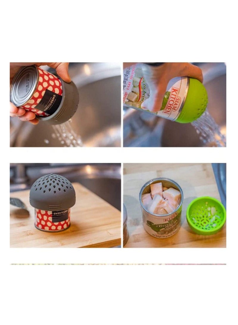 Excefore مصافي سيليكون محمولة، مصفاة مطبخ صغيرة متعددة الاستخدام لطهي سريع بدون متاعب، مصفاة علب صغيرة، مصفاة مطبخ دقيقة لشاي عصير الفاكهة المعلبة للطعام للتصريف، أخضر - Image 4