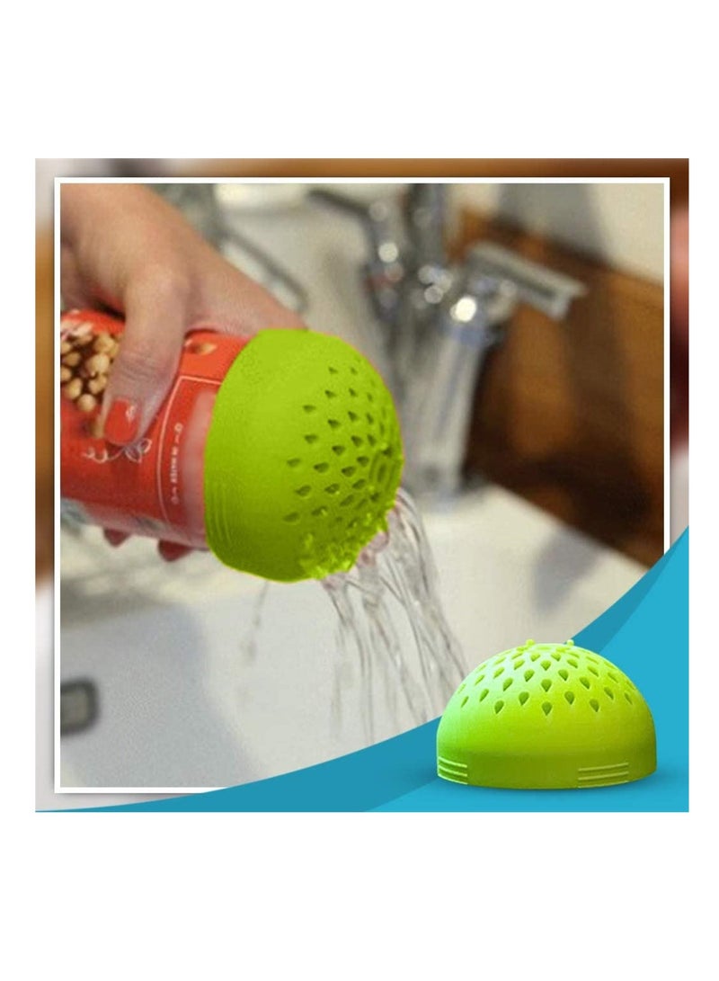 Excefore مصافي سيليكون محمولة، مصفاة مطبخ صغيرة متعددة الاستخدام لطهي سريع بدون متاعب، مصفاة علب صغيرة، مصفاة مطبخ دقيقة لشاي عصير الفاكهة المعلبة للطعام للتصريف، أخضر - Image 2