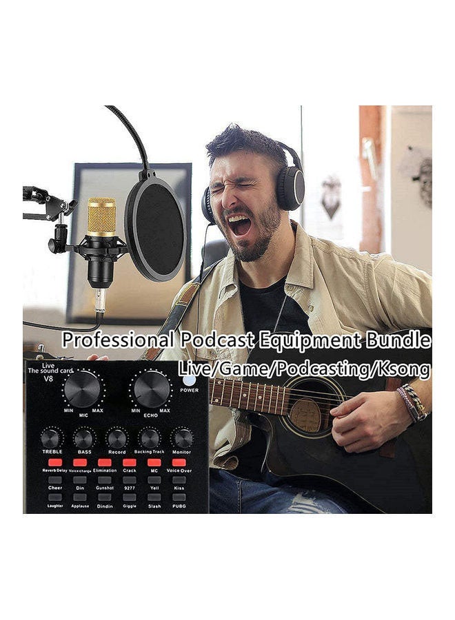 Professional Condenser Microphone Bundle Set Black/Gold/Red - Image 5