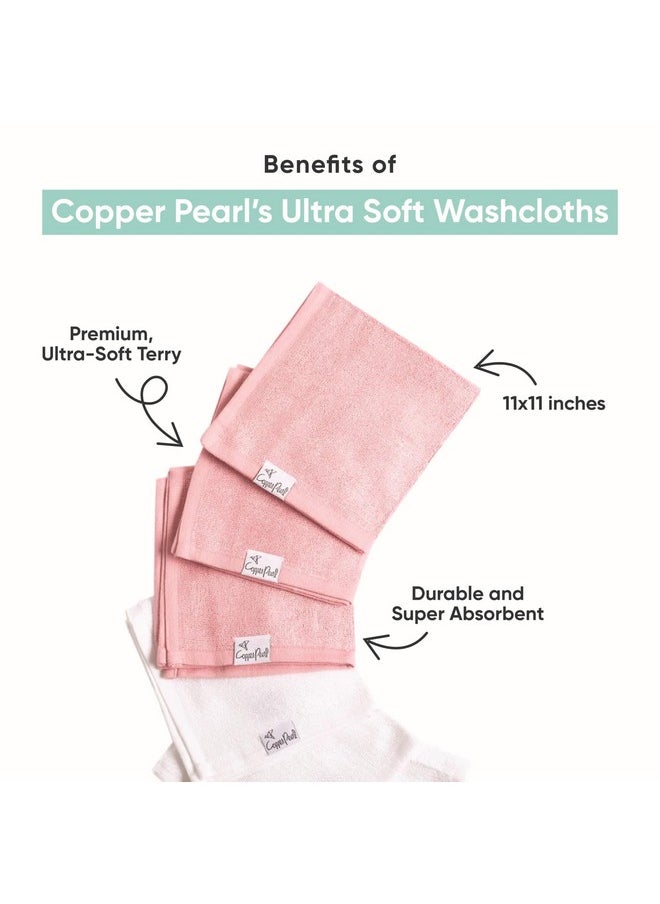 Copper Pearl - 6 Ultra Soft Baby Bath Washcloths Premium Large Soft Dove (White) 11" X 11" Towels - Image 1