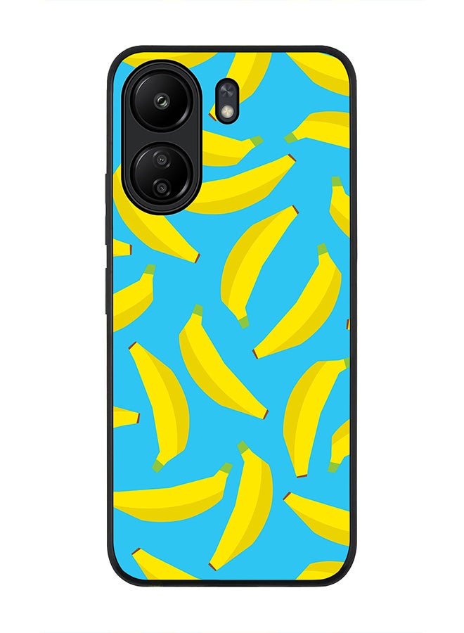 Stylizedd Rugged Black Edge Case for Xiaomi Redmi 13C 4G, Slim fit Soft Case Flexible Rubber Edges Anti Drop TPU Gel Thin Cover - Scattered Bananas - Image 1