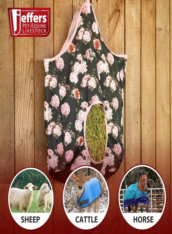 Jeffers Expression Top Loading Hay Bag for Horses & Livestock - Durable 600 Denier, Water Resistant Hay Feeder with Mesh Bottom for Stall, Trailer & Travel - Horse Feeding Supplies - Rose Garden - Image 3
