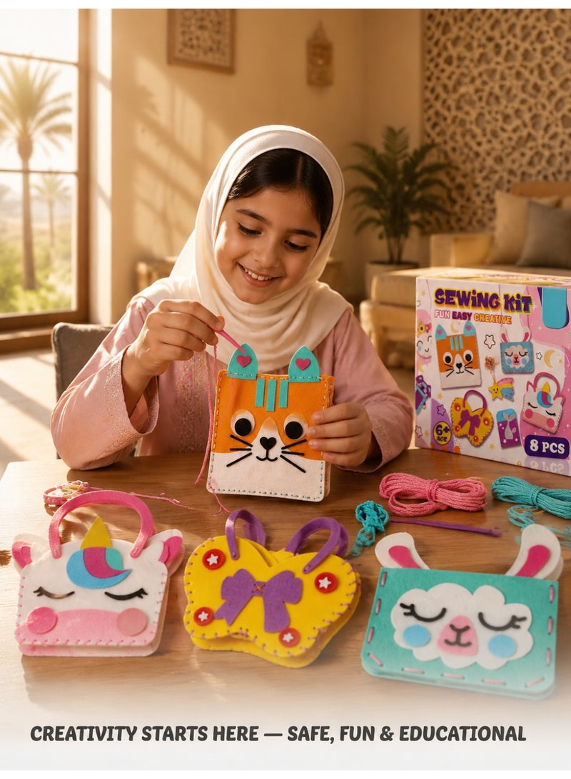 جودي بلاي joudiplay طقم خياطة لباد للأطفال – حقيبة يدوية مقصصة جاهزة مع إبر بلاستيكية آمنة، بدون ماكينة خياطة، هدية تسلية للسفر والبيت للبنات من عمر 5 لـ 12 سنة، ألوان متعددة - Image 2