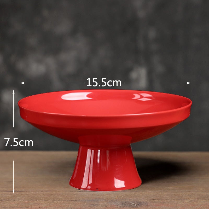 Ceramic Lotus Elevated Fruit Plate Creative Dessert DishSimple fruit plate (red) Simple fruit plate (red) 