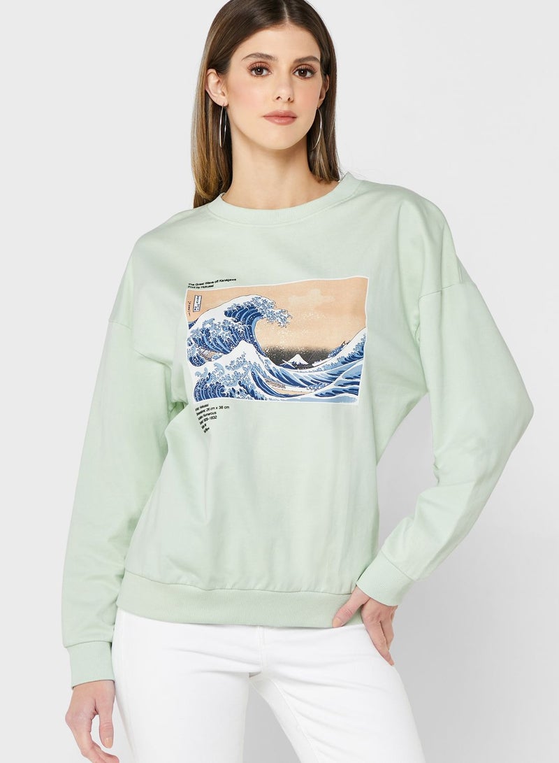 APOH Round Neck Printed Sweatshirt - Image 1