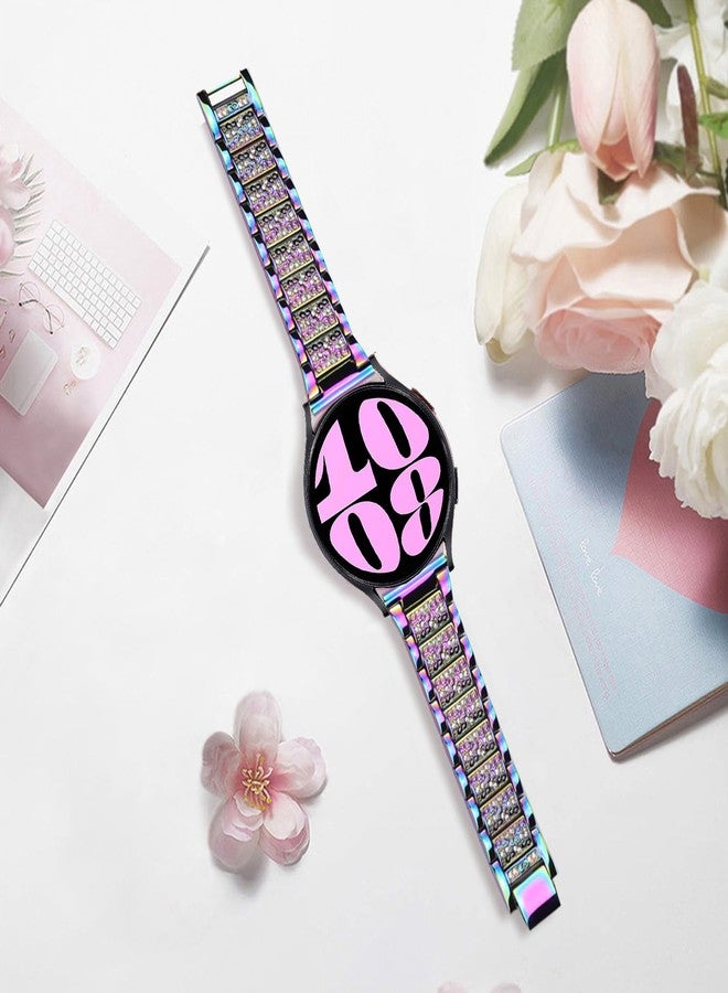 DEALELE Bands Compatible with Samsung Galaxy Watch 7 / FE / 6/6 Classic / 5/5 Pro / 4/4 Classic / 3 41mm / Active 2, 20mm Bling Rhinestone Diamond Metal Replacement Strap for Women Men (Rainbow) - Image 3