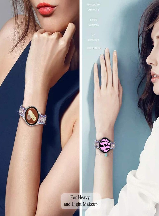 DEALELE Bands Compatible with Samsung Galaxy Watch 7 / FE / 6/6 Classic / 5/5 Pro / 4/4 Classic / 3 41mm / Active 2, 20mm Bling Rhinestone Diamond Metal Replacement Strap for Women Men (Rainbow) - Image 4