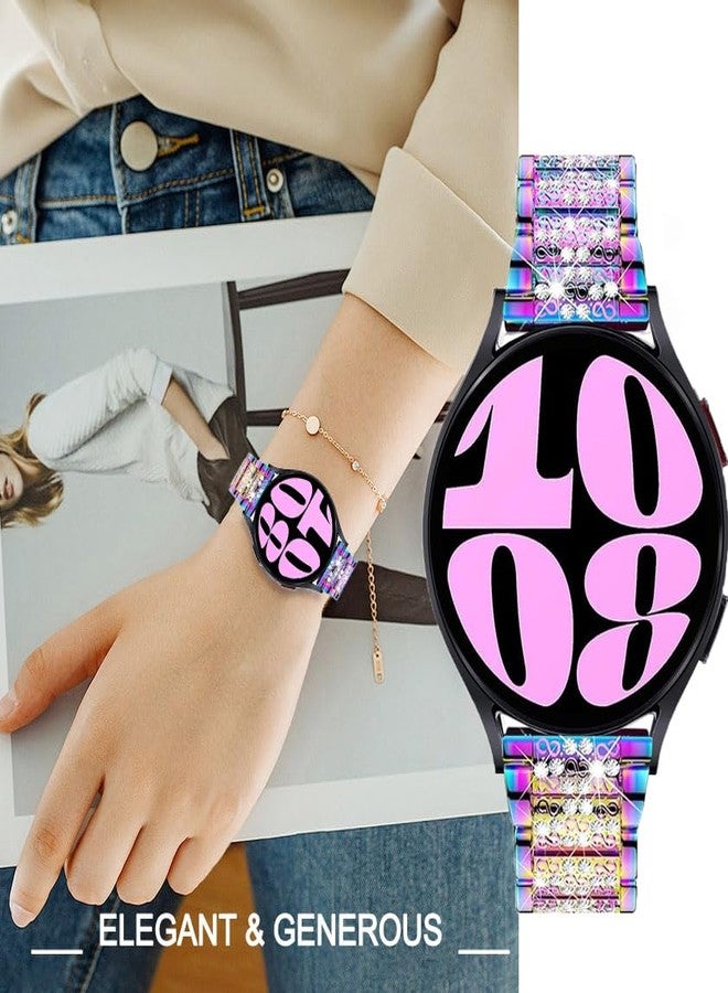 DEALELE Bands Compatible with Samsung Galaxy Watch 7 / FE / 6/6 Classic / 5/5 Pro / 4/4 Classic / 3 41mm / Active 2, 20mm Bling Rhinestone Diamond Metal Replacement Strap for Women Men (Rainbow) - Image 5