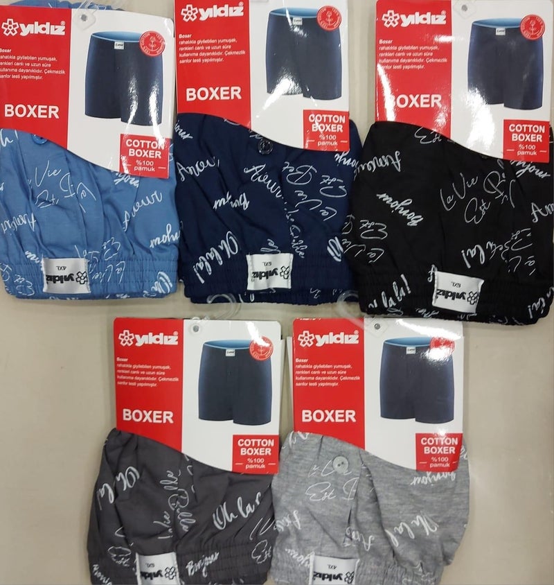 Yıldız Yildiz 48 Men's Mixed Patterned Oversized Boxer 10 Pieces 