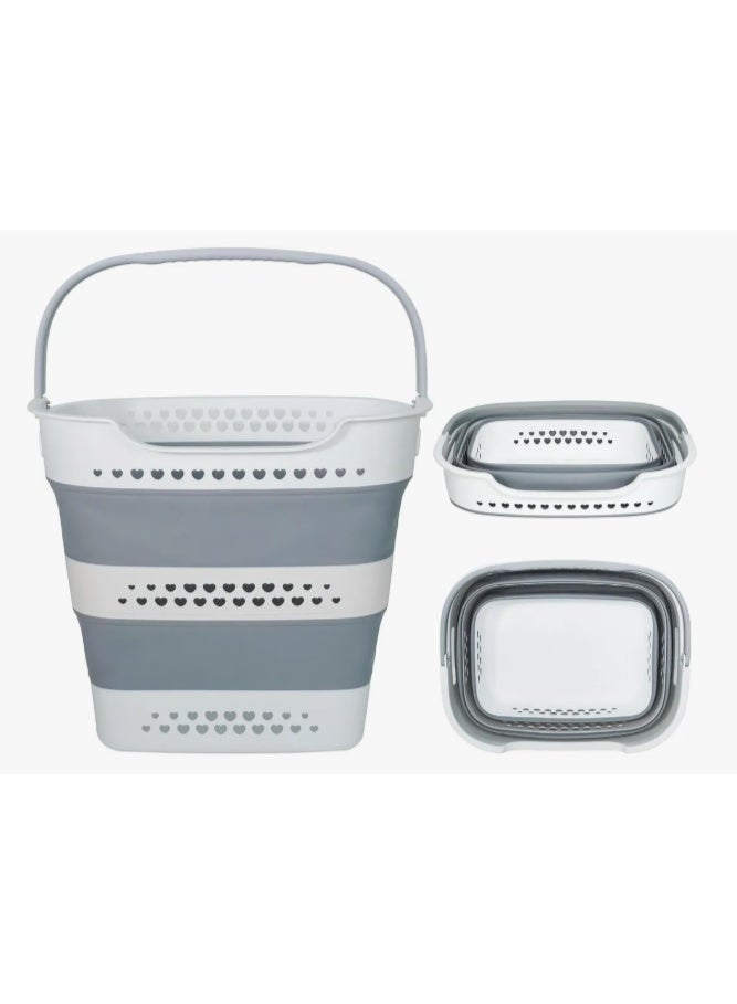 X الإصدار سلة غسيل قابلة للطي من السيليكون مع مقبض مانع للانزلاق – موفرة للمساحة ومتعددة الاستخدامات - Image 1