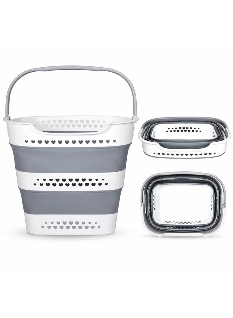 XVersion Collapsible Silicone Laundry Basket with Non-Slip Handle – Space Saving Foldable Clothes Hamper - Image 1