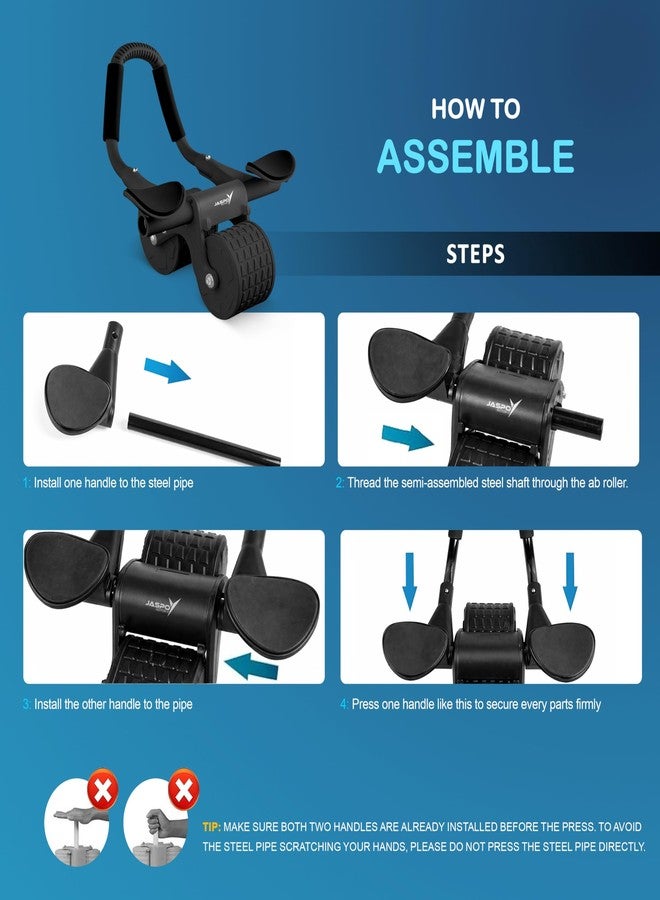 Jaspo Spin Core Abs Roller Wheel with Automatic Rebound & Elbow Support, Dual Non-Slip Wheels, Mobile Holder, Professional Abdominal Trainer for Home Gym Exercise with Knee Pad - Image 3