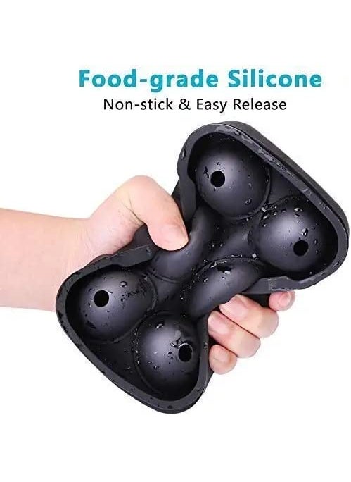 HOUSE HATCH HOUSE HATCH Silicone Round Ice Ball Maker Silicone 6 Giant Ice Round Tray Silicone Sphere Mold Bar Whiskey Cocktails BPA Free Black7 X 47 X 2 Inch 6 Grid ice Round Tray  - Image 5