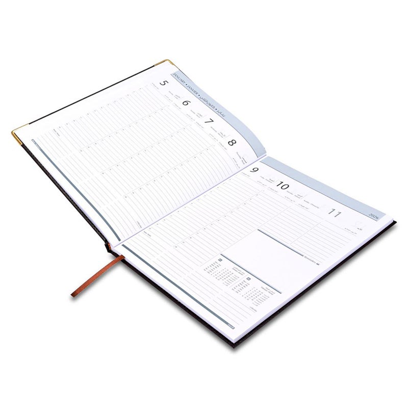 FIS 2026 Executive Diary, 210x260mm, 1 Side Padded Sewn Vinyl Cover, Golden Corners, 1 Week at a Glance, Arabic/English/French, 70gsm White Paper, Chocolate Cover-FSDI35AE26CH - Image 3