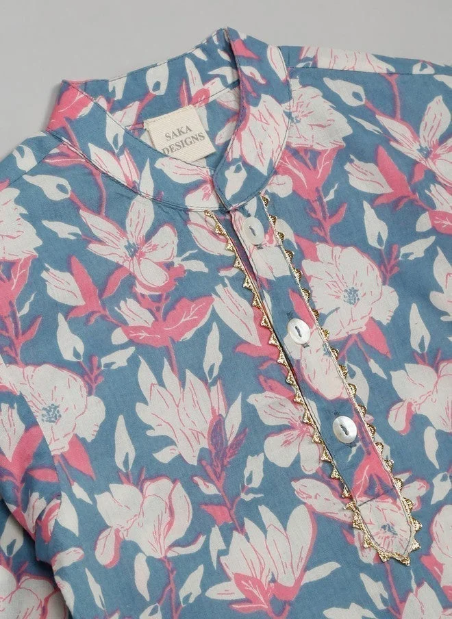 Saka Designs Boys Floral Printed Kurta & Dhoti Pants Set