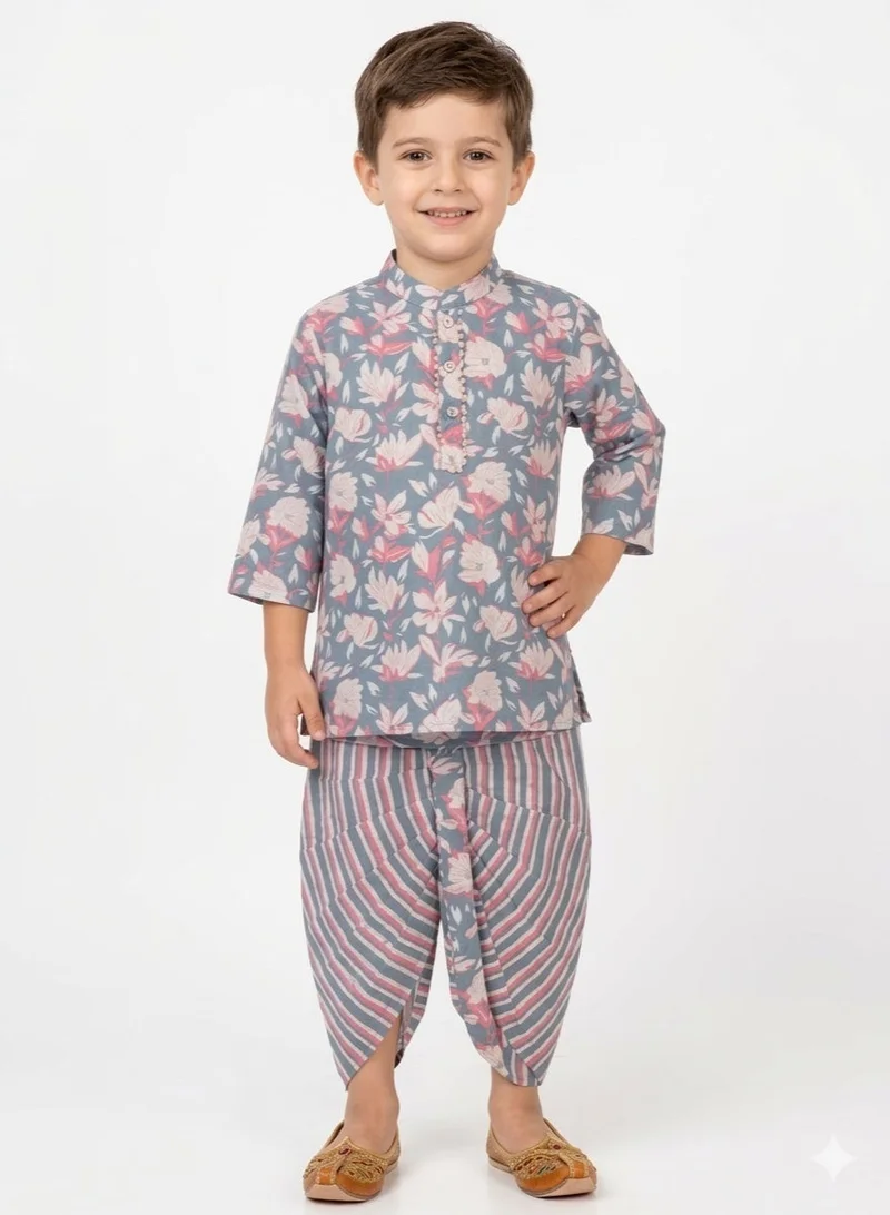 Saka Designs Boys Floral Printed Kurta & Dhoti Pants Set