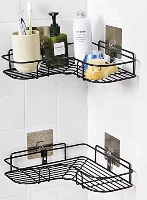 Metal Bathroom Corner Shelf with Rust-Resistant Adhesive Sticker