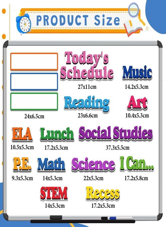 Lemosae 16 Pcs Classroom Schedule Magnets Reusable Today's Schedules Magnetic Course Labels with Dry Erase Blank Magnetic Labels for Bulletin Board Whiteboard Homeschooling (Course Schedules) - Image 4