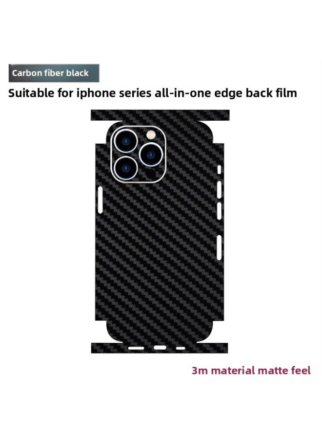 Generic - Suitable For Iphone15promax Mobile Phone Back Film All-inclusive 14plus One-piece Edge Color Film 13pro Side Frame-Color:[carbon Fiber Black] Back Film + Frame-Size:For Iphone 13 Mini - Image 1