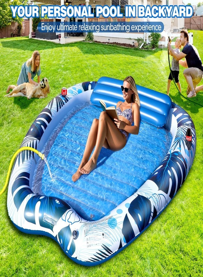Sinbyuer 2026 Deluxe Inflatable Tanning Pool for 2 Person, 90x67Inch Tanning Pool Lounger Float for Adults, Blow Up Tanning Water Bed Suntan Tub with Cup Holders, Personal Sunbathing Pool for Backyard - Image 2