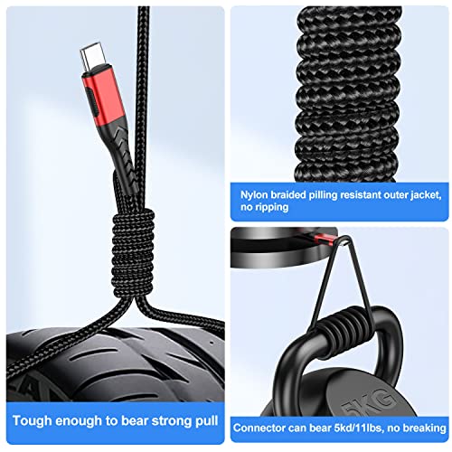 Durcord 2Pack 10ft USB C to USB C Cable, 100W Fast Charging, Compatible with iPhone 15 Pro/Plus/Max, Android/Phone/Pad, Red - Image 5