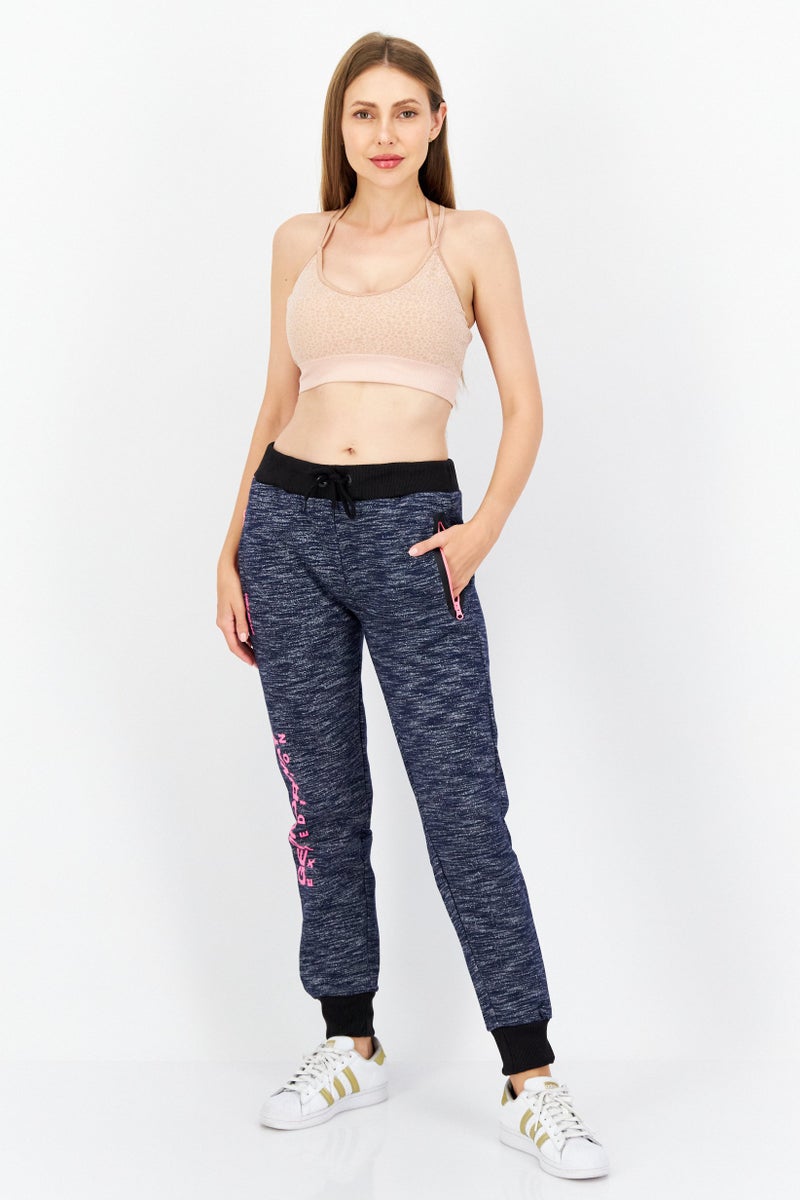 GEOGRAPHICAL NORWAY Women Regular Fit Drawstring Graphic Print Jogger Pants, Navy Combo - Image 4