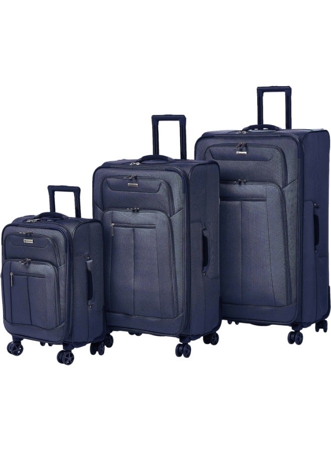 بيير كاردان مجموعة حقائب السفر Softside مقاس XL من 3 عجلات خفيفة الوزن للغاية و 4 عجلات معتمدة من TSA  - Image 1