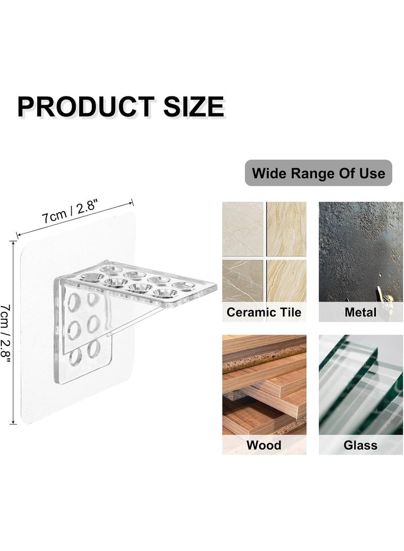 PTTIMFFM 12 PCS Large Self-Adhesive Shelf Brackets, Punch-Free Clear Acrylic Shelf Support Pegs, Heavy-Duty Double-Row Shelf Holders for Cabinets, Kitchens, Bookshelves (7×7cm) - Image 2