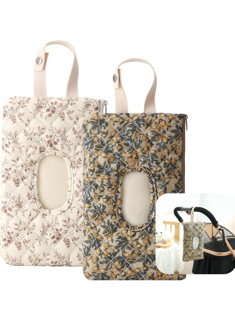 Baby Wipes Holder Diaper Pouch - Floral Quilted Portable Travel Organizer for Strollers, Diaper Bags u0026 Daily Essentials | Compact Reusable Wipes Case - Image 1