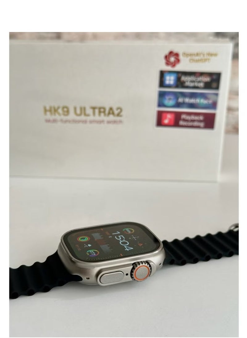 HK - HK9 ULTRA 2 Series 9 Wearfit Pro SmartWatch SUPER AMOLED Display Open AI Chat GPT GPS NFC Bluetooth V5 Call Wireless Charger 49mm (black) - Image 1