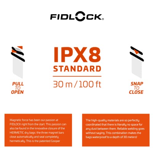FIDLOCK Hermetic Dry Bag Medi - Flexible Magnetic Self-Sealing Bag for Cellphone | 100% Waterproof and Sand Proof - Practical Size with a Large Opening, with Lanyard Included - Transparent Black - Image 5
