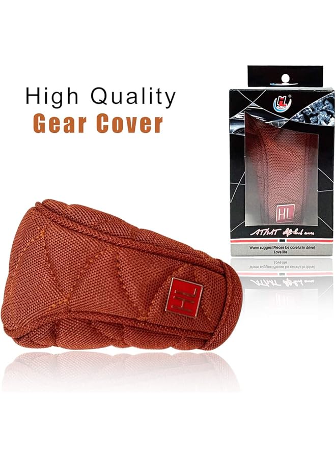 أتش أل غطاء مقبض ناقل الحركة للسيارة من القماش عالي الجودة، غطاء تروس بني عالمي للتروس اليدوية - Image 2