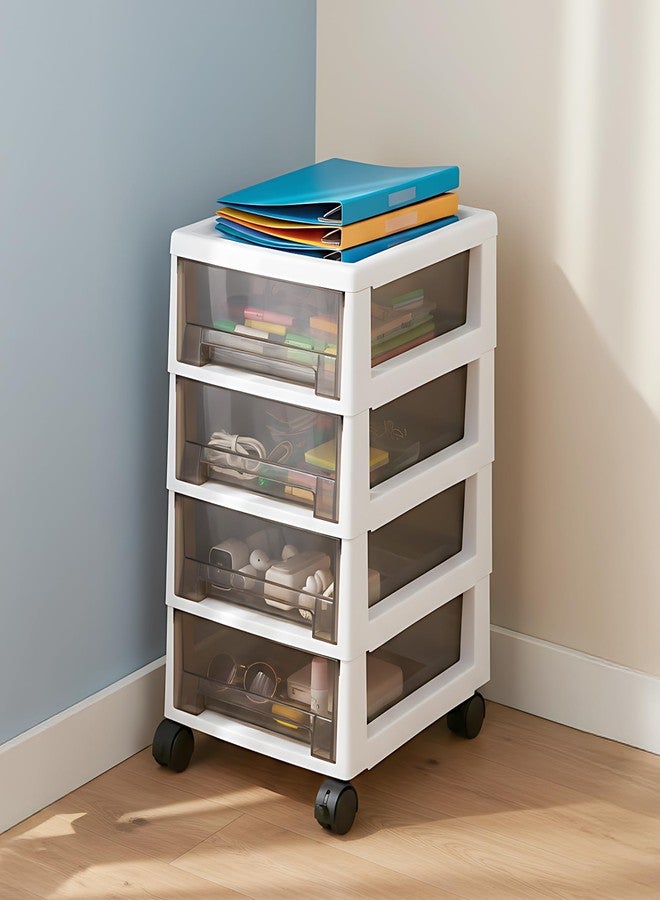 Home Essentials HomeEssentials Multi-Layer Rolling Under Desk Organizer - Adjustable Space-Saving Storage Cart with Lockable Wheels - Versatile Utility Trolley for Office, Crafting, and School Supplies - Image 1