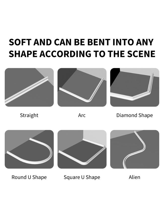 فاصولا شريط احتجاز المياه، 2 متر (عبوة من قطعتين كل واحدة 1 متر) سد مياه الدش، مانع المياه من مادة TPE المرنة، حاجز مياه لسطح المطبخ، عتبة الدش لغرفة الغسيل، ملحق لتحسين المنزل (أسود) - Image 3