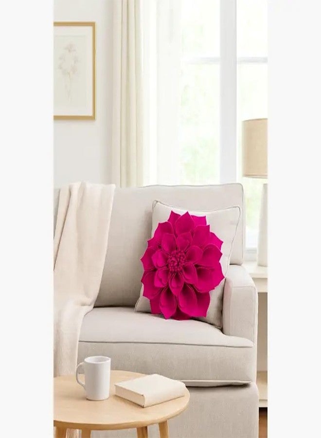 Fennco Styles Handmade 3D Heart-Shaped Petals Flower Decorative Filled Throw Pillow 13" Round - Floral Pillow for Couch, Home Décor and Holiday, Housewarming Gift (Magenta) - Image 2