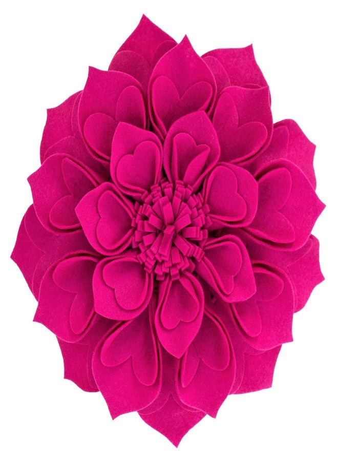 Fennco Styles Handmade 3D Heart-Shaped Petals Flower Decorative Filled Throw Pillow 13" Round - Floral Pillow for Couch, Home Décor and Holiday, Housewarming Gift (Magenta) - Image 3
